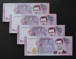Syria 4 x 2,000 Pounds / pound 2018, unc serial number trackers