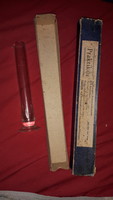 Antik német laboratóriumi hosszú mércés gyönyörű üveg talpas henger lombik 20cm+doboza képek szerint