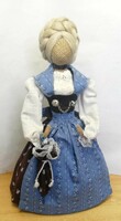 Folk fabric doll with umbrella, retro folk costume standing doll from Germany