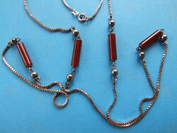 Silver necklace with carnelian (220426)
