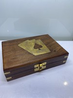 Card with wooden copper gift box, rummy
