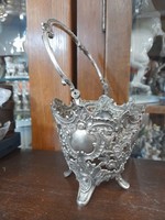 Old silver 800 Viennese baroque basket, offering. 23.5 Cm. 150.7 Grams.