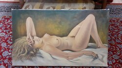 Olaj-vászon festmény " Fekvő női akt "