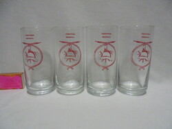 Négy darab retro emlék, reklám üveg pohár - együtt " Tűzoltóság Orosháza"