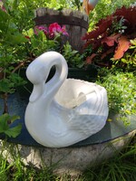 Large porcelain swan-shaped bowl, flower holder