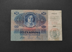 50 Korona 1914, VG+ (két kis ragasztás)