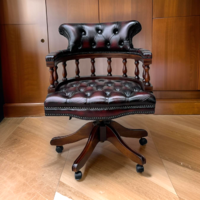 Chesterfield captain's chair - beech frame with buttoned leather upholstery