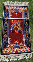 Phoenix bird, brightly colored, hand-knotted tapestry