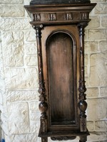 Antique richly carved wall clock box 1,2,3 weight structure showcase key holder, relic, statue holder