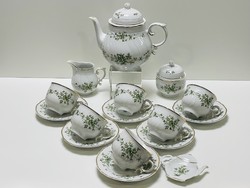 Hollóháza Erika patterned tea set with tea filter holder