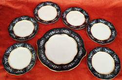 Zsolnay porcelán Pompadur II. süteményes-szendvicses készlet 7 db-os