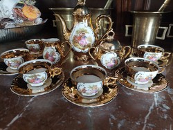 Gold-plated baroque patterned porcelain set of 9 pieces