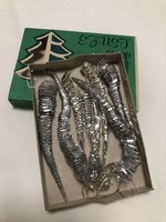 Antique, old Christmas tree decoration, icicle, in a silver drop box