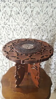 Carved openwork rosewood table with inlay