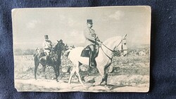 About 1914 József Ferenc and II. Emperor William on horseback. The loyal allies period photo photo sheet