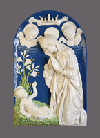 Andrea della Robbia: adoration, ceramic relief Florentine renovation, Cantagalli workshop xix/xx. S.