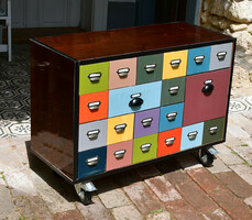 Colorful cabinet with drawers