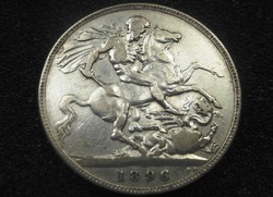 Victoria large silver 1 crown 1896