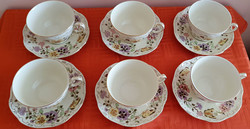 Zsolnay butterfly pattern porcelain tea cup + saucer - 12 pcs
