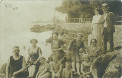 1913 - Group portrait of bathers, Austria. Postcard, photo sheet.