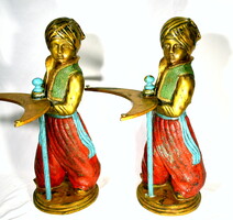Pair of Orientalist cold-enamel solid bronze statues (table legs?)