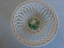 Herend's green Appony pattern small basket is flawless