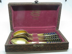 6 gold-plated silver Soviet teaspoons in a box