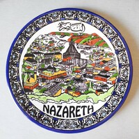 Kézzel festett Nazareth/Názáret kerámia falitányér