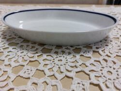Alföldi, blue-striped porcelain oval serving bowl, with vegetables