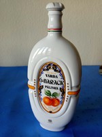 Hollóháza porcelain old-peach porcelain water bottle with stopper