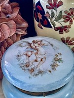 Enamel painted sugar bowl & bonbonnier