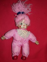 Old pink lovable toy clown doll in silk clothes in good condition 18 cm according to the pictures