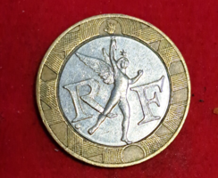 1990. France, 10 francs bimetal (749)
