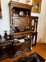 Beautiful, antique, Neo-Renaissance small sideboard with marble top (can be separated into two pieces)