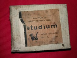 Antique Hungarian polish and chemical product set. Studium with a box of school colored chalks as shown in the pictures