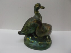 Pair of Zsolnay eosin-glazed ducks