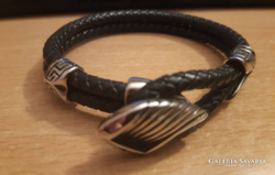Angel wing leather bracelet