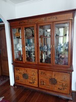 Vitrines Asian, hand-painted, retro-style furniture, with chest of drawers, copper handles