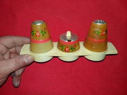 Old plastic cccp Russian spice holder set in a vinyl holder, in good condition according to the pictures