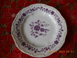 Zsolnay lila rózsa mintás süteményes tányér