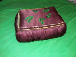 Gyönyörű antik bársony hímzett selyem selyemzsinóros dísz varrós doboz 24 x17x8 cm a képek szerint