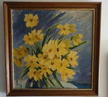 Sándor Lampé: still life (daffodils)