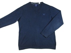 Original gant (l) elegant long-sleeved men's dark blue sweater