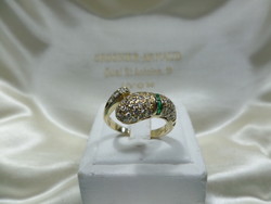 Special gold snake ring with emeralds and brilliants