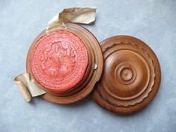 Antique church wax seal episcopal wax seal diploma seal in wooden case Bishop of Salzburg 18th century