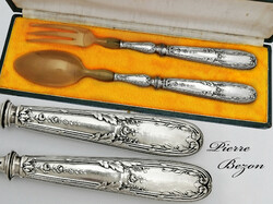French 800 silver salad set in box