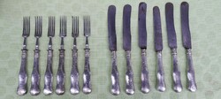 6 forks and knives with antique silver handles