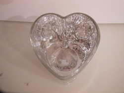 Candle holder - 8 x 8 x 7 cm - heart - embossed - glass - party lite - perfect