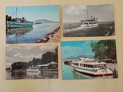 Postcard 25 Balaton ships 4 pieces written together