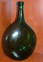 Old green flat glass ham jar